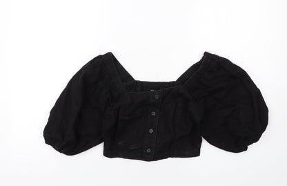 Womens UK Size 6 New Look Black Cropped Blouse