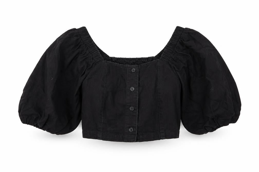 Womens UK Size 6 New Look Black Cropped Blouse