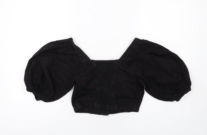 Womens UK Size 6 New Look Black Cropped Blouse