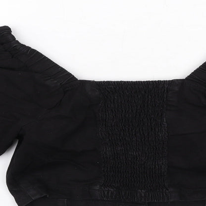 Womens UK Size 6 New Look Black Cropped Blouse