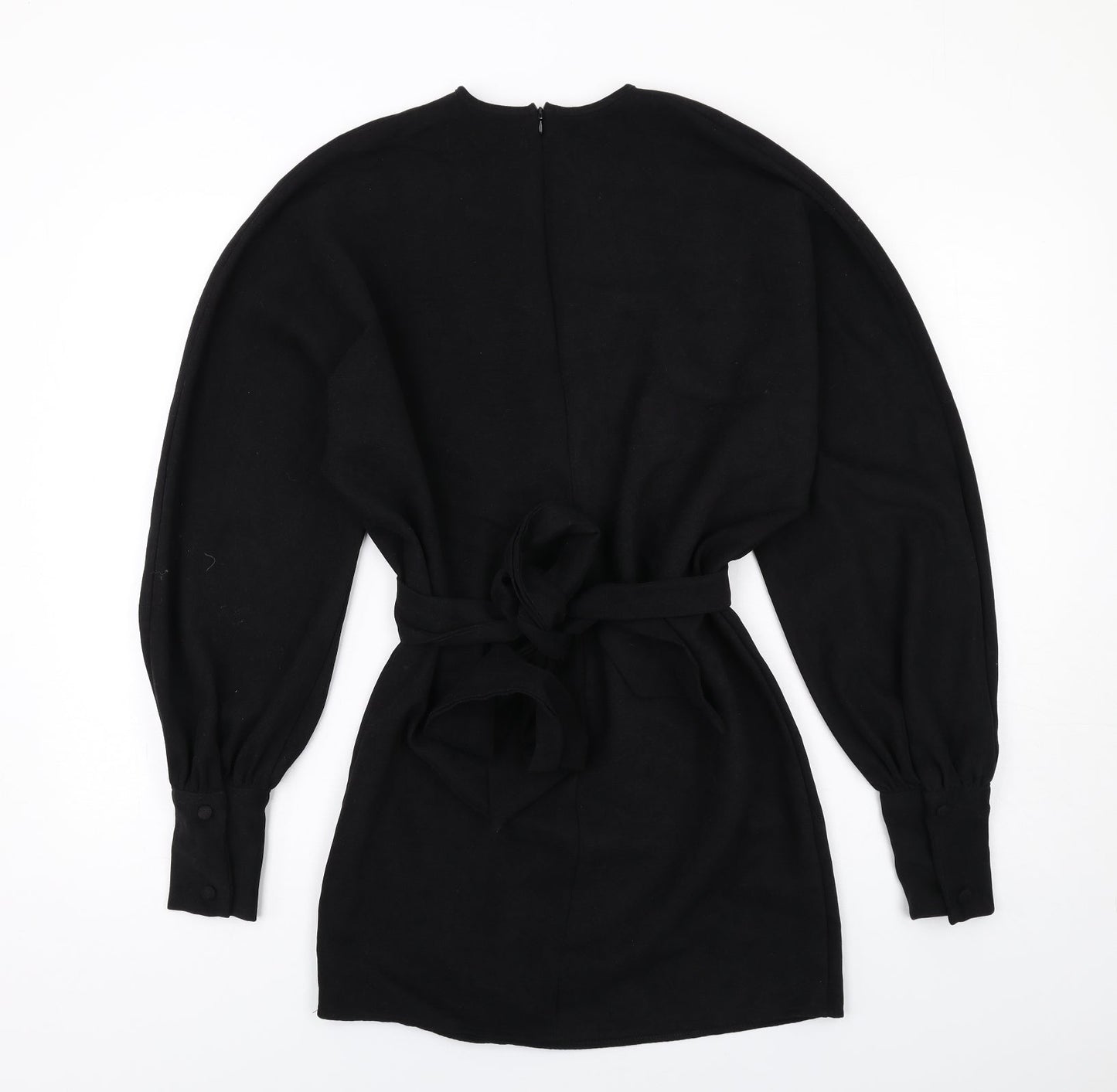 Misspap Womens Black Polyester Mini Size 6 Round Neck Zip