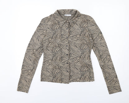 Womens UK Size M Zara Beige Basic Button-Up