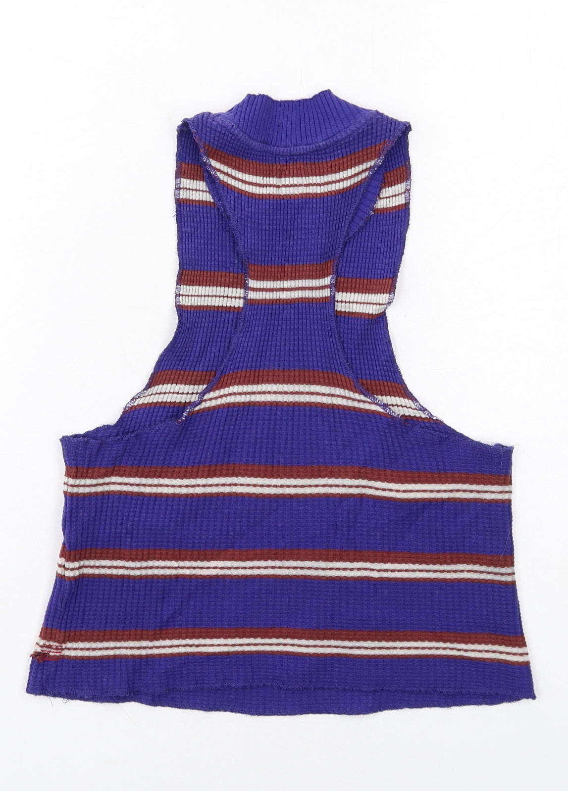 BDG Womens Blue Striped Cotton Basic Tank Size XS Mock Neck
