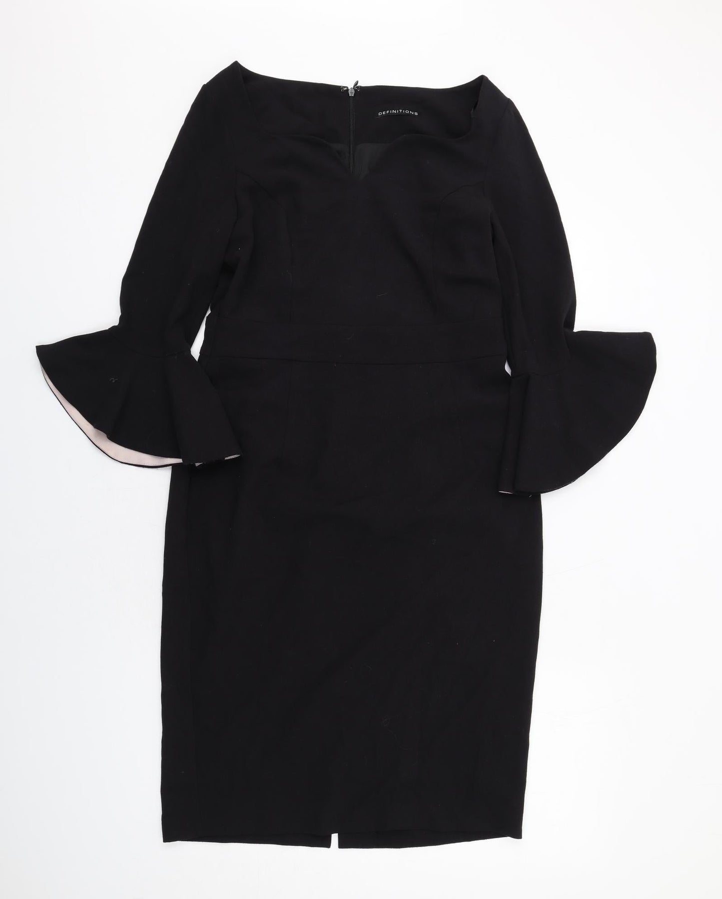 Definitions Womens Black Polyester A-Line Size 12 V-Neck Zip