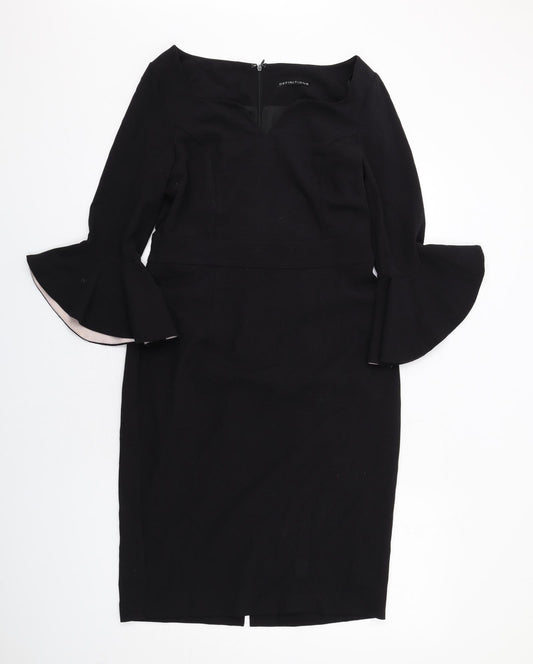 Definitions Womens Black Polyester A-Line Size 12 V-Neck Zip