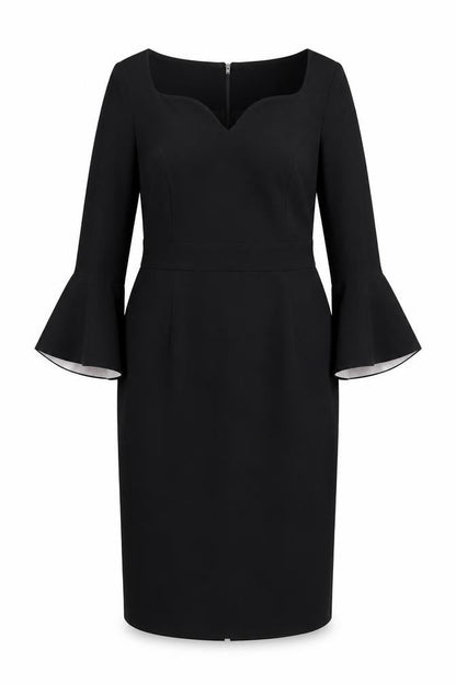 Definitions Womens Black Polyester A-Line Size 12 V-Neck Zip