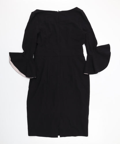 Definitions Womens Black Polyester A-Line Size 12 V-Neck Zip