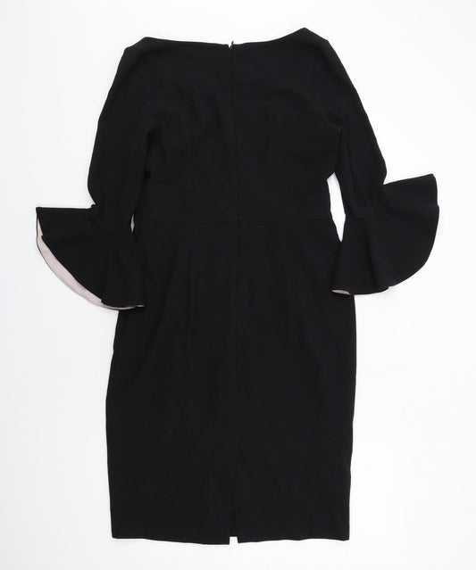 Definitions Womens Black Polyester A-Line Size 12 V-Neck Zip