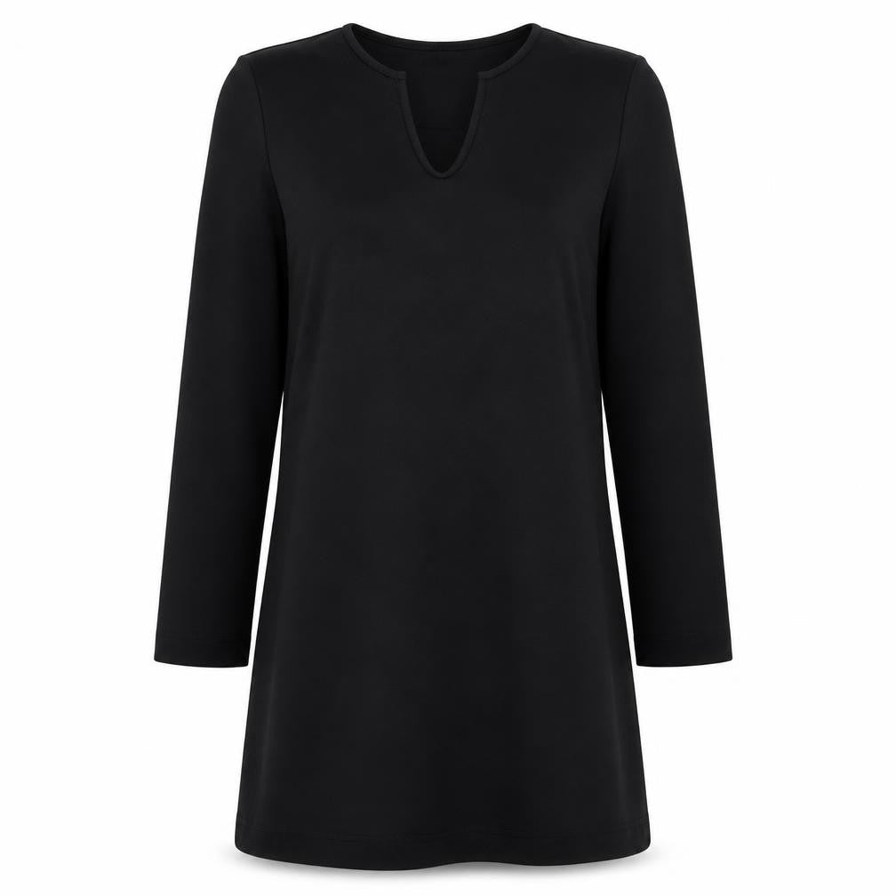 East Womens Black Polyester A-Line Size 10 V-Neck Pullover