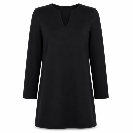 East Womens Black Polyester A-Line Size 10 V-Neck Pullover