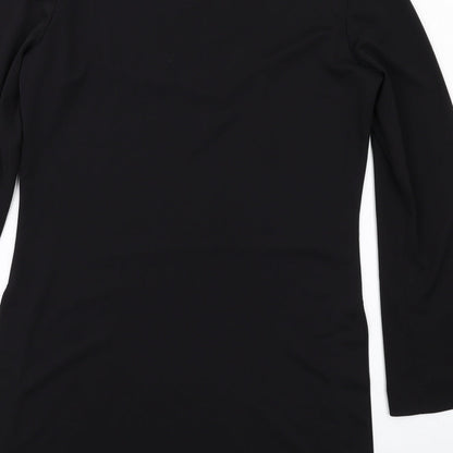 EAST Womens Black Polyester A-Line Size 10 V-Neck Pullover