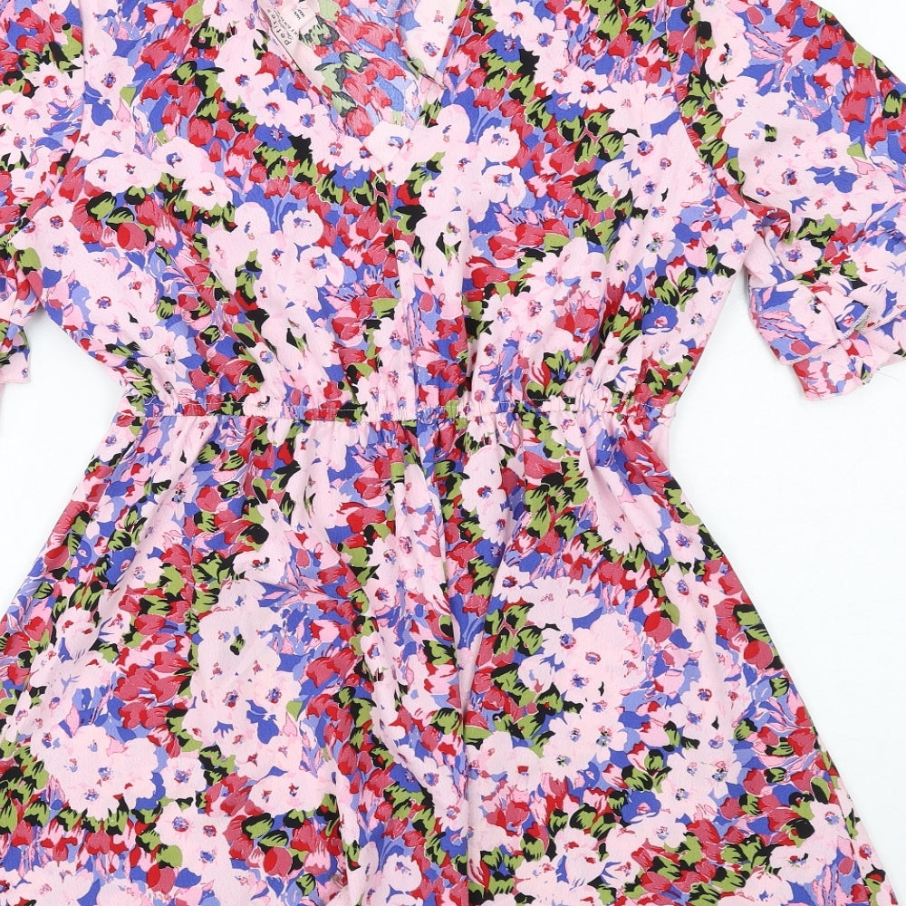 Miss Selfridge Womens Multicoloured Floral Polyester Mini Size 8 Round Neck Pullover