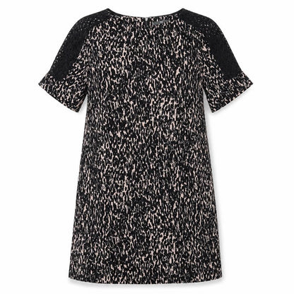 BHS Womens Black Geometric Polyester A-Line Size 12 Boat Neck Zip