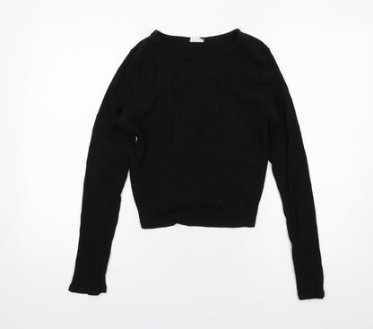 Cotton On Womens Black Cotton Basic Blouse Size M Round Neck