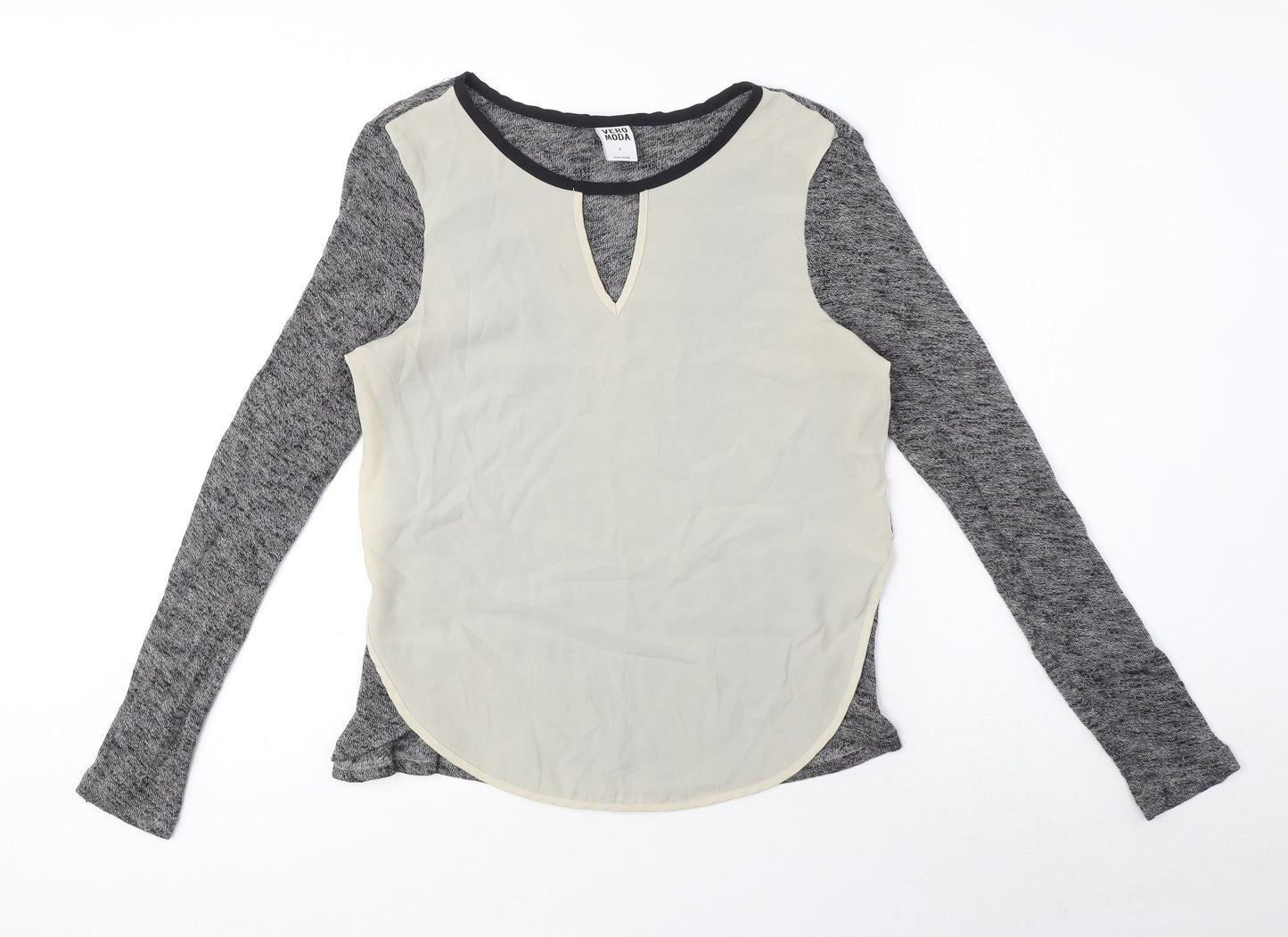 Womens UK Size S VERO MODA Grey Basic T-Shirt