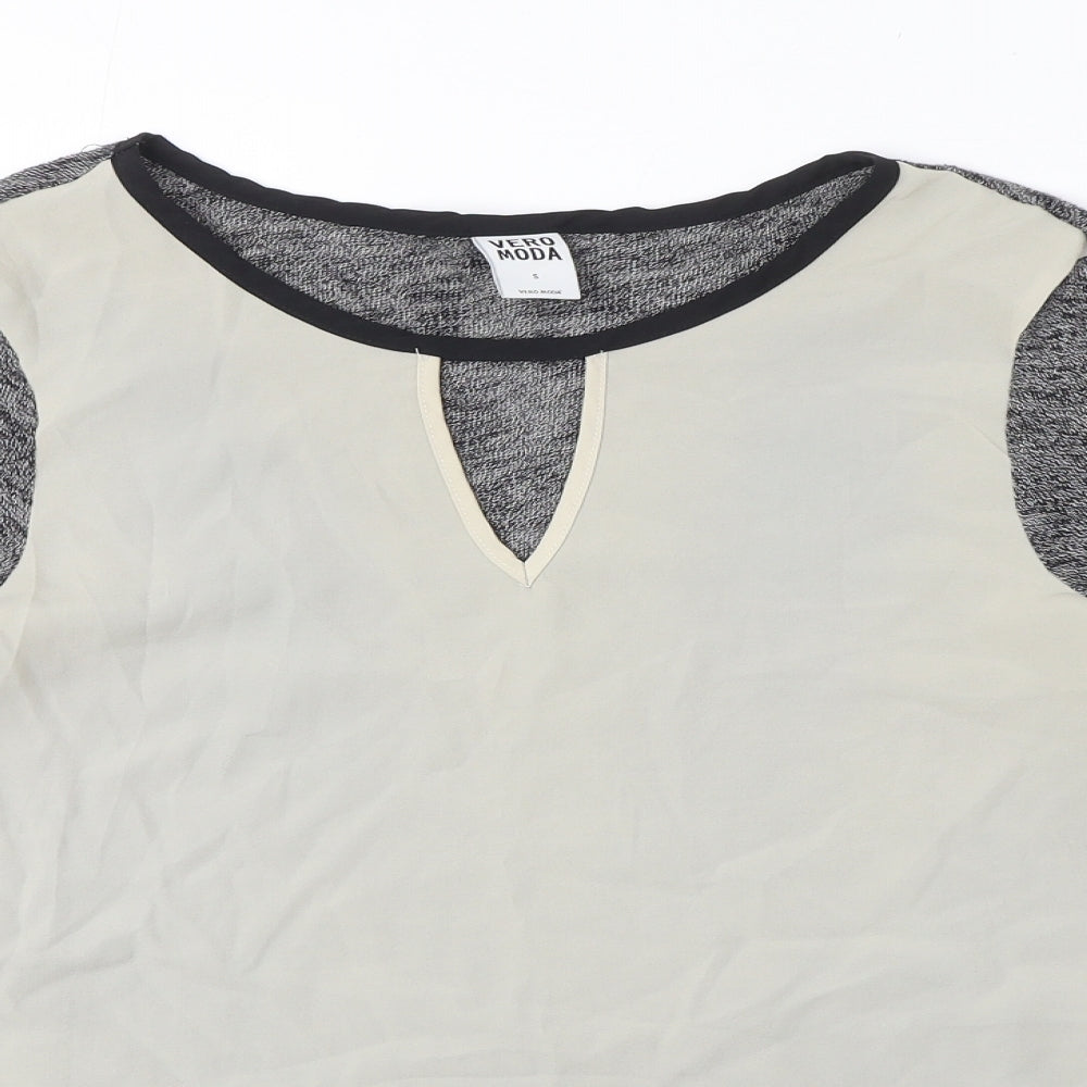 Womens UK Size S VERO MODA Grey Basic T-Shirt