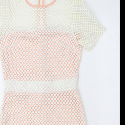 ASOS Womens Pink Polyester Shift Size 8 Crew Neck Zip