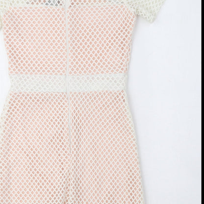 ASOS Womens Pink Polyester Shift Size 8 Crew Neck Zip