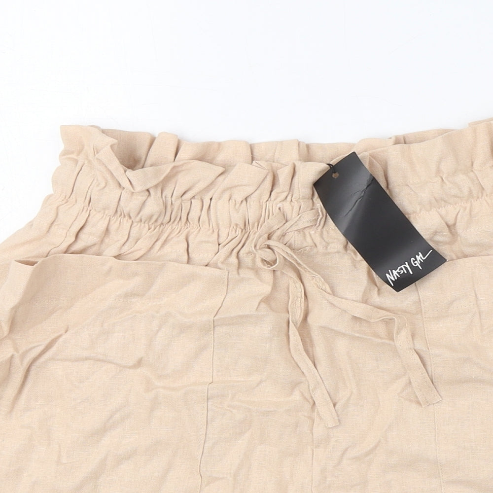 Nasty Gal Womens Beige Viscose Paperbag Shorts Size 8 Regular Drawstring