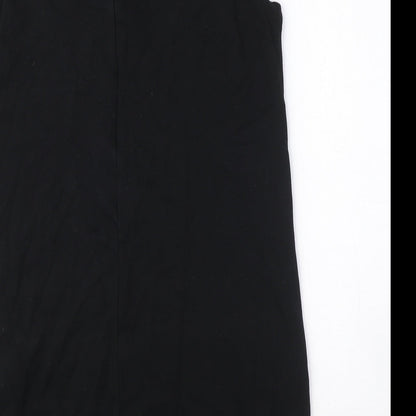 Mango Womens Black Viscose Shift Size XL Boat Neck Pullover - Crocheted Lace Detail