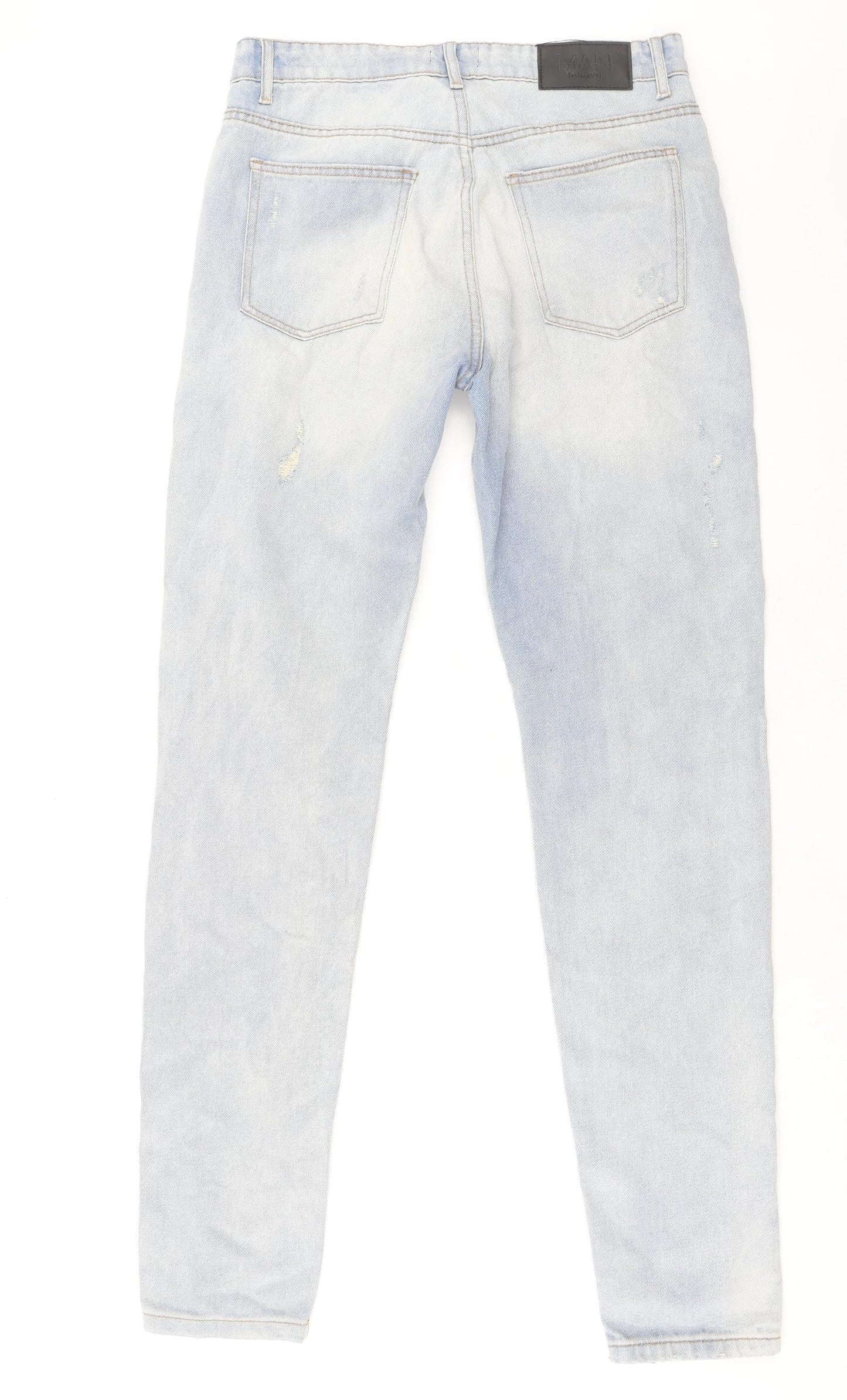 Boohoo Mens Blue Cotton Skinny Jeans Size 32 in L35 in Regular Button