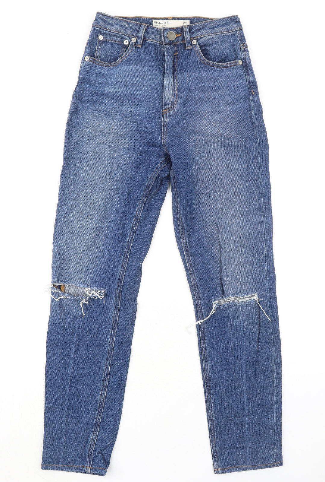 ASOS Womens Blue Cotton Mom Jeans Size 26 in L28 in Regular Zip