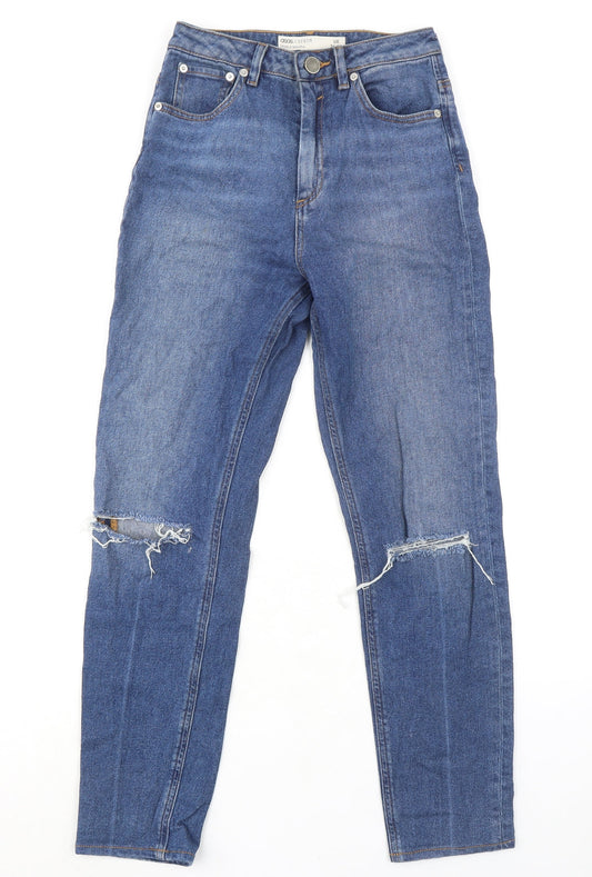 ASOS Womens Blue Cotton Mom Jeans Size 26 in L28 in Regular Zip