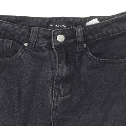 PRETTYLITTLETHING Womens Black Cotton Mini Skirt Size 6 Zip