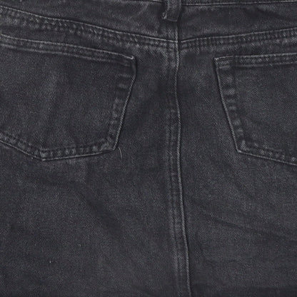 PRETTYLITTLETHING Womens Black Cotton Mini Skirt Size 6 Zip