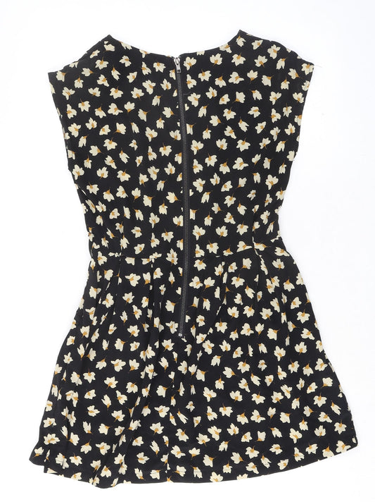 Glamorous Womens Black Floral Polyester Playsuit One-Piece Size 6 Zip