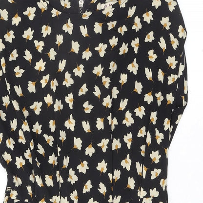 Glamorous Womens Black Floral Polyester Playsuit One-Piece Size 6 Zip