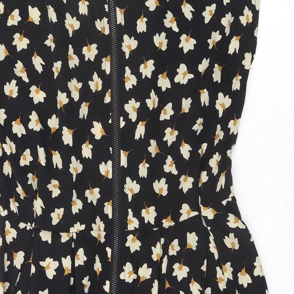 Glamorous Womens Black Floral Polyester Playsuit One-Piece Size 6 Zip