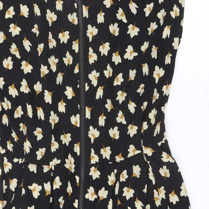 Glamorous Womens Black Floral Polyester Playsuit One-Piece Size 6 Zip