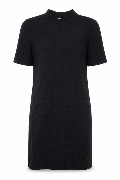 Topshop Womens Black Cotton Shift Size 12 Mock Neck Button