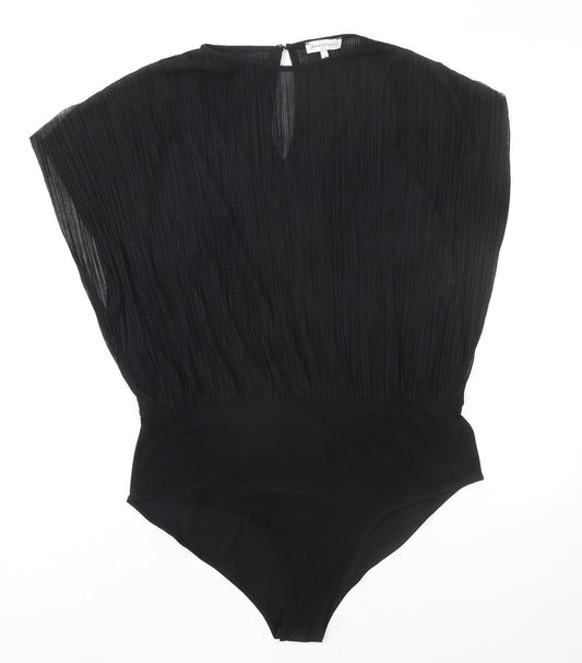 Warehouse Womens Black Polyester Bodysuit One-Piece Size 14 Snap