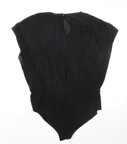 Warehouse Womens Black Polyester Bodysuit One-Piece Size 14 Snap