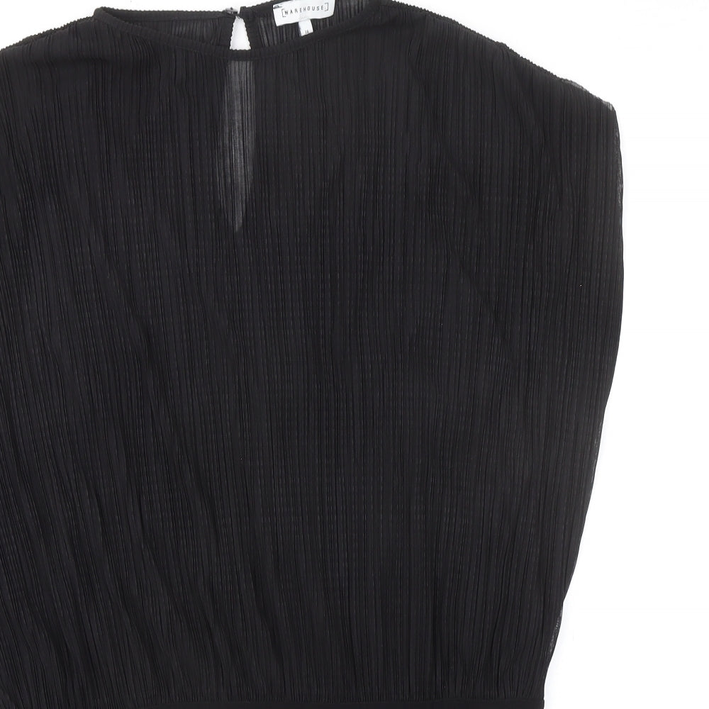 Warehouse Womens Black Polyester Bodysuit One-Piece Size 14 Snap