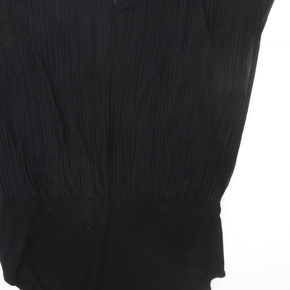 Warehouse Womens Black Polyester Bodysuit One-Piece Size 14 Snap