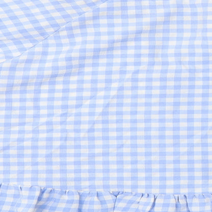 Glamorous Womens Blue Check Polyester Basic Blouse Size 10 Collared