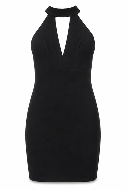 Miss Selfridge Womens Black Polyester Bodycon Size 8 Halter Pullover