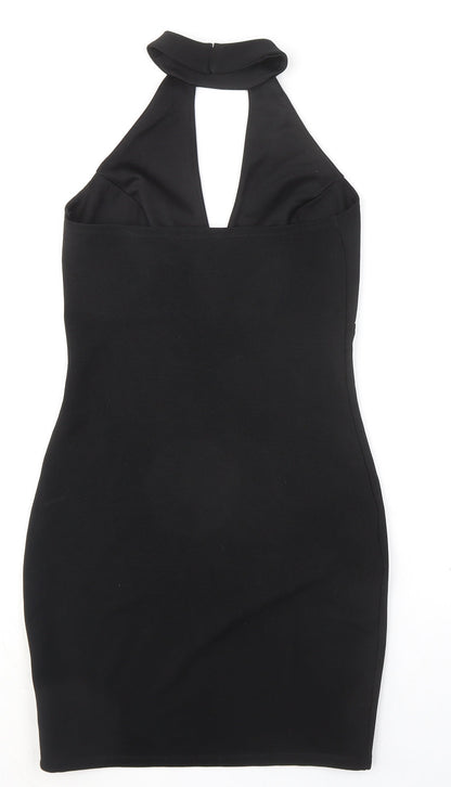 Miss Selfridge Womens Black Polyester Bodycon Size 8 Halter Pullover