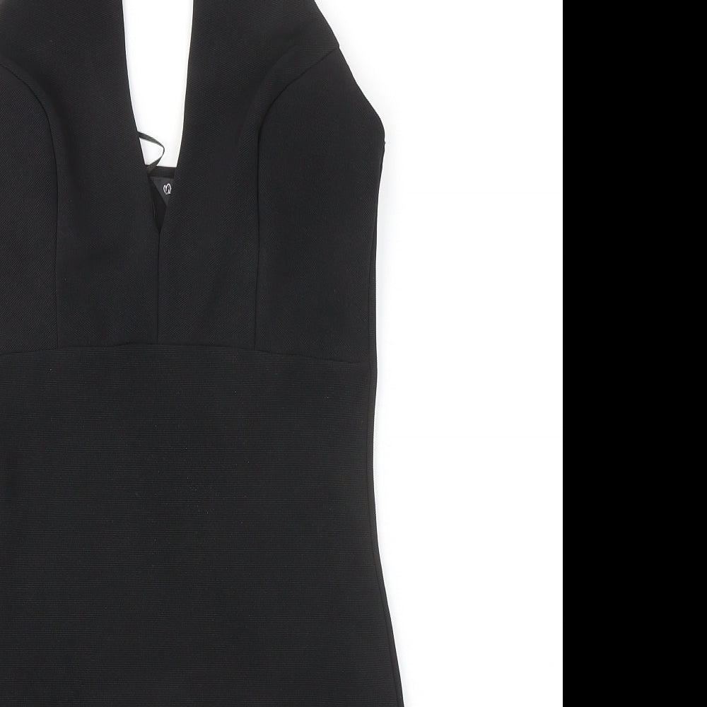 Miss Selfridge Womens Black Polyester Bodycon Size 8 Halter Pullover