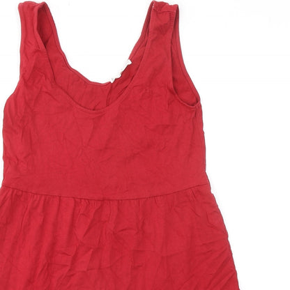 Mango Womens Red 100% Cotton Tank Dress Size M Scoop Neck Pullover