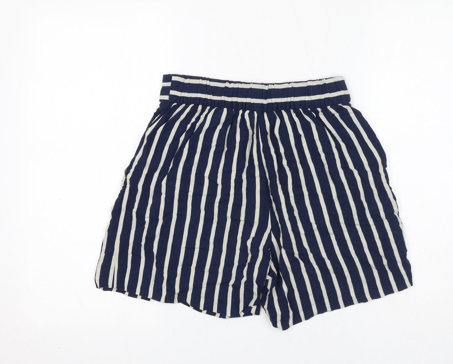 H&M Womens Blue Striped Viscose Culotte Shorts Size 8 Regular