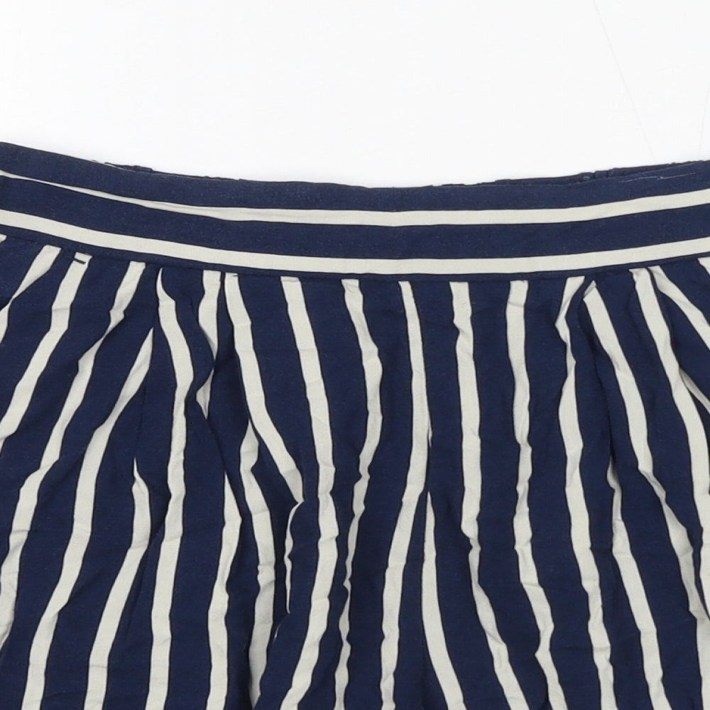 H&M Womens Blue Striped Viscose Culotte Shorts Size 8 Regular