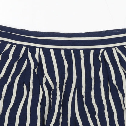 H&M Womens Blue Striped Viscose Culotte Shorts Size 8 Regular