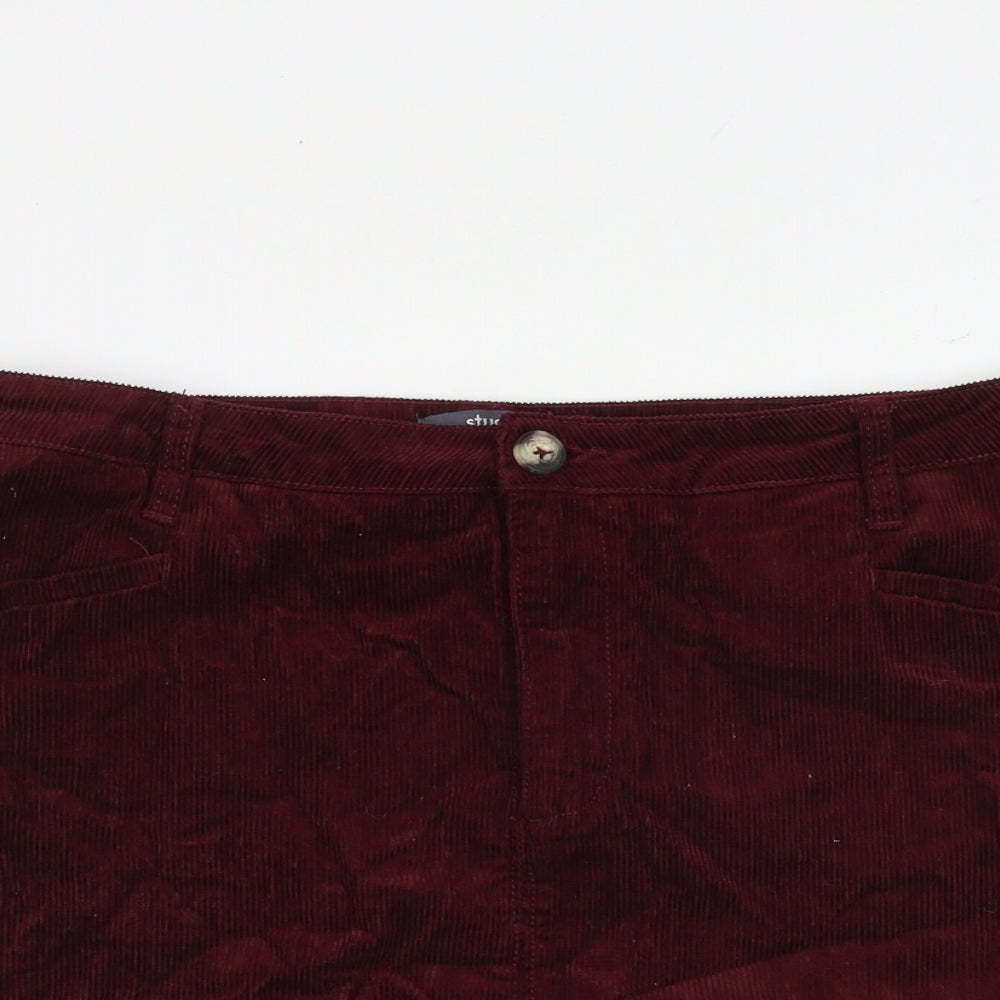 Studio Womens Red Cotton A-Line Skirt Size 14 Zip