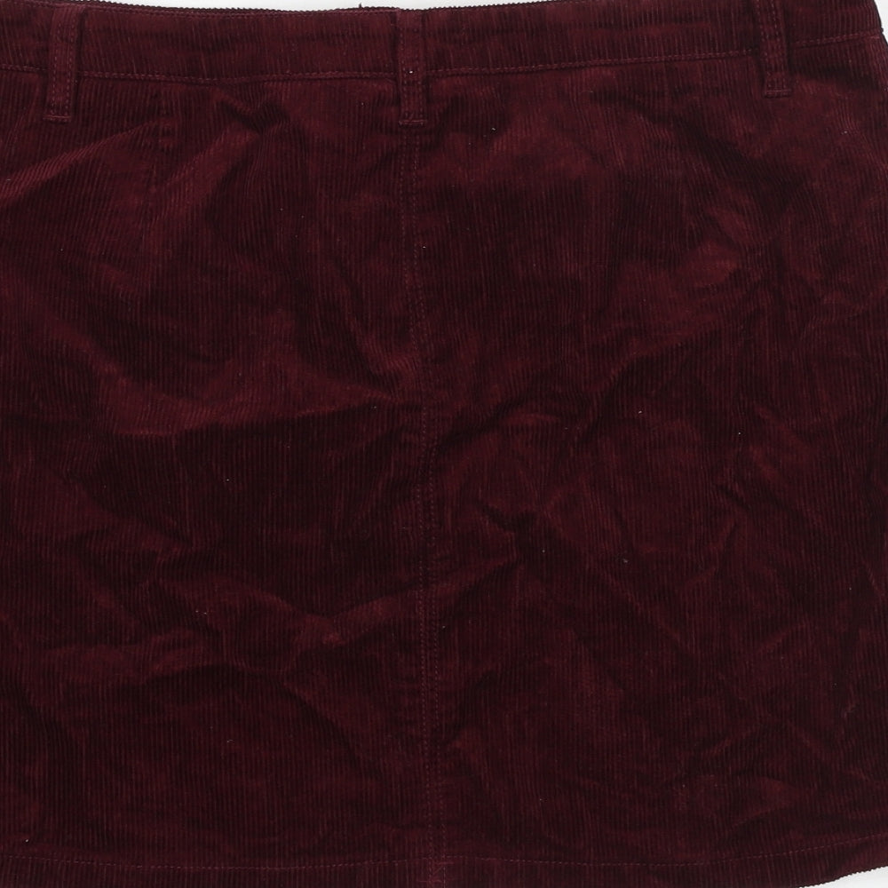 Studio Womens Red Cotton A-Line Skirt Size 14 Zip