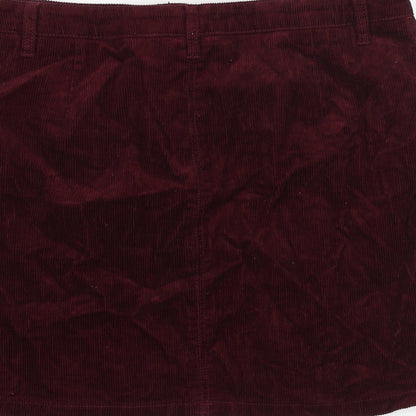 Studio Womens Red Cotton A-Line Skirt Size 14 Zip