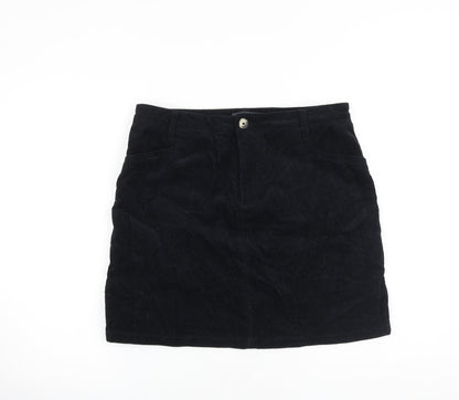 Studio Womens Blue Cotton A-Line Skirt Size 14 Zip